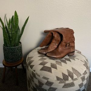 SOLD Cognac Faux Leather Boots